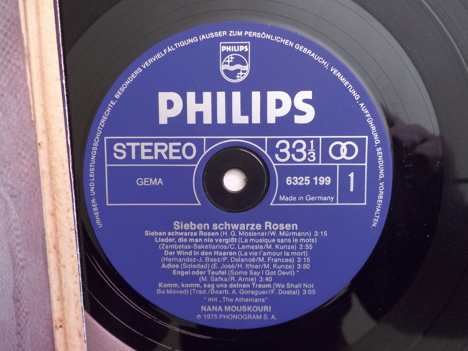 Nana Mouskouri – Sieben schwarze Rosen | Philips LP, Deutschland 1977, Bild 2