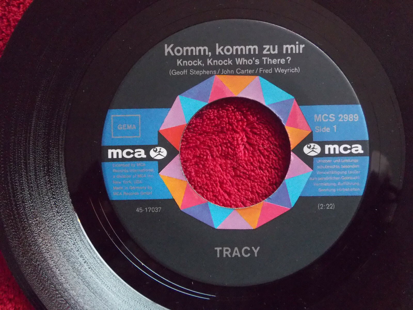 Tracy – Komm, komm zu mir / Plaisir d´amour (MCA Records, Single), Bild 3