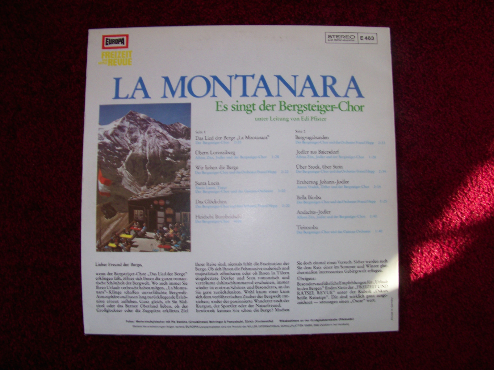 Bergsteiger - Chor – La Montanara (LP), Bild 2
