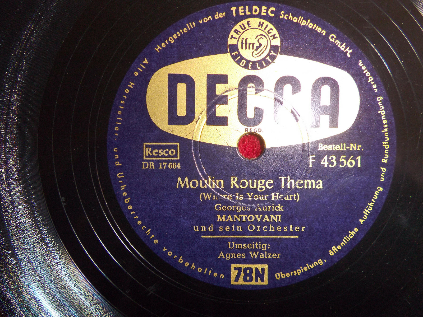 Mantovani – Moulin Rouge Thema / Agnes Walzer (Schellack, 78 U/min)