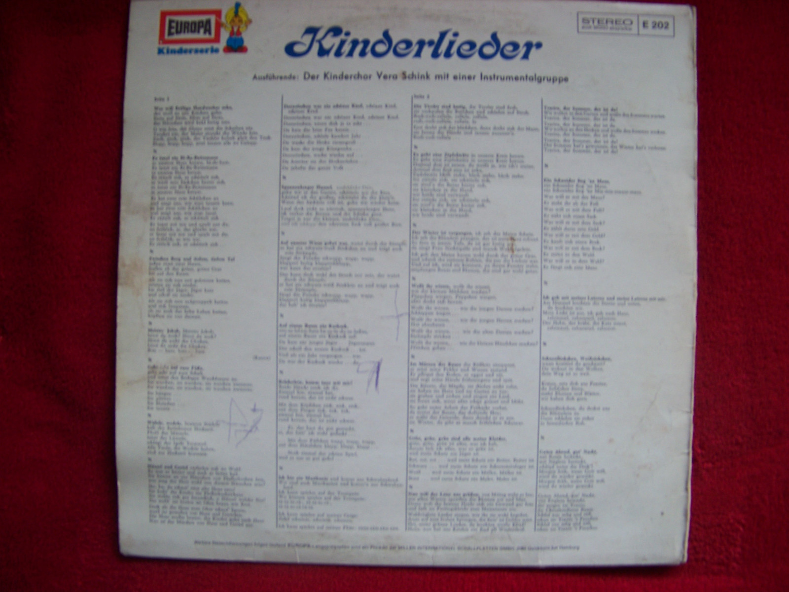 Kinderchor Vera Schink – Kinderlieder (Europa, LP), Bild 2