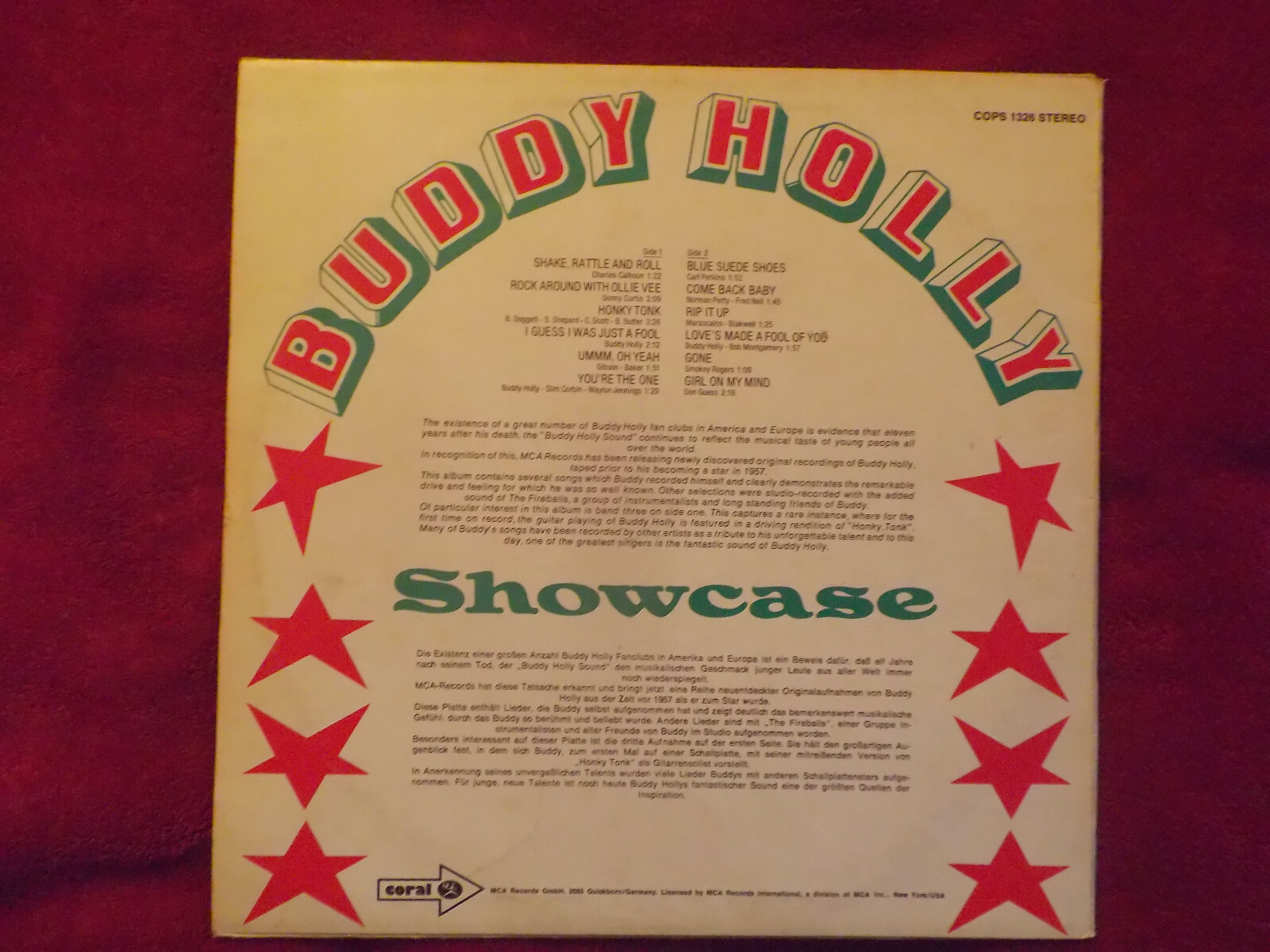 Buddy Holly – Showcase, Coral Records COPS 1326, Bild 2