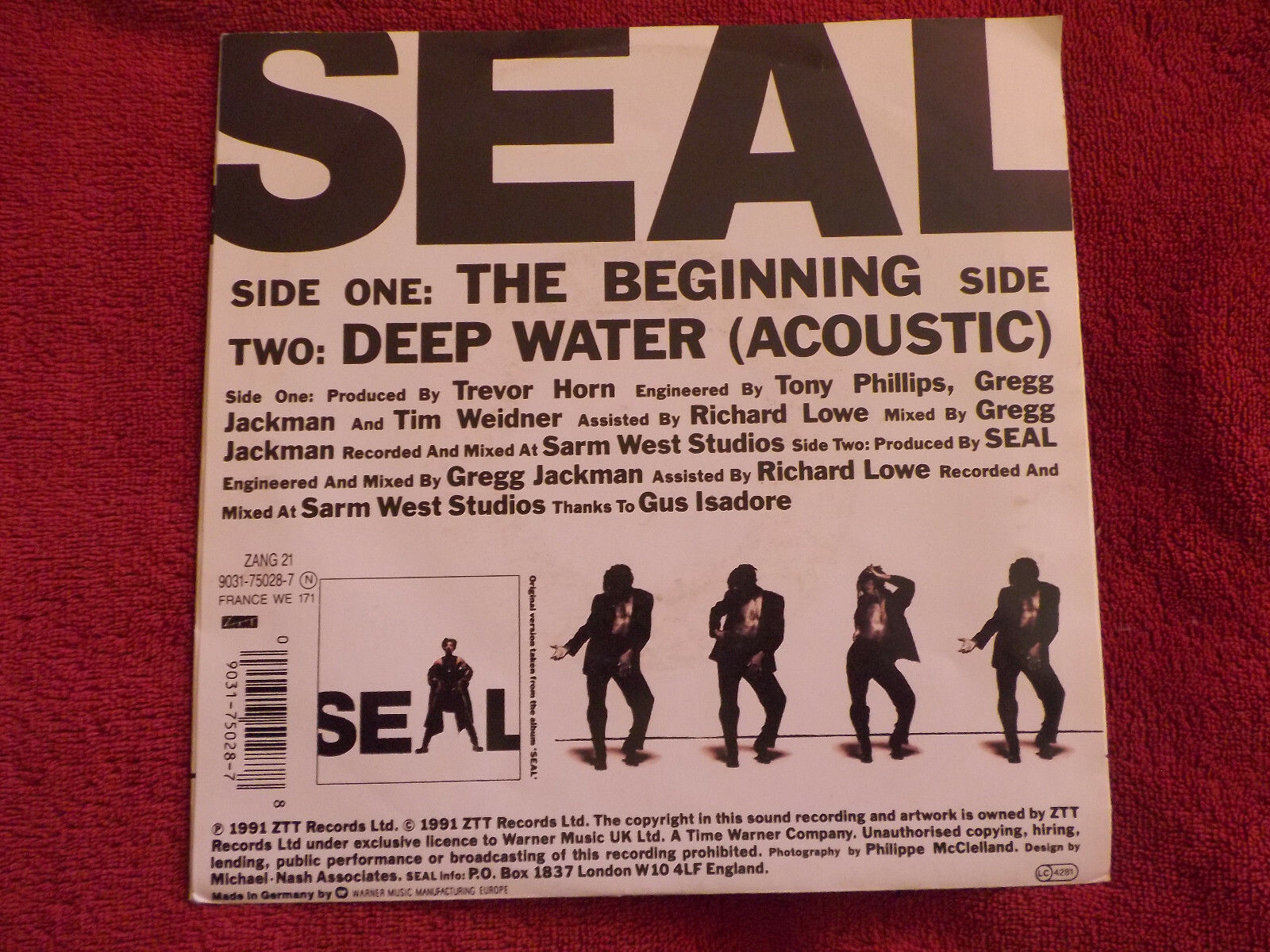 Seal – The Beginning / Deep Water (Acoustic) | ZTT Records, 7″ Single, 1991, Bild 2