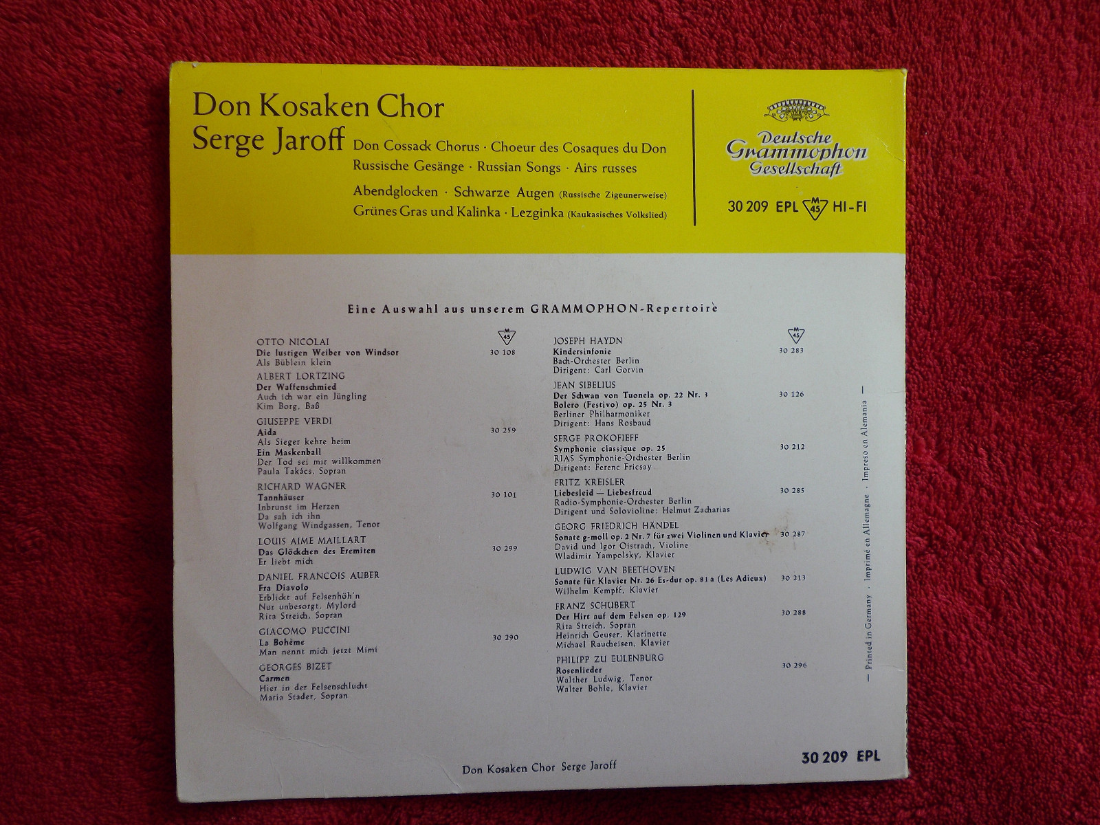 Don Kosaken Chor Serge Jaroff – Abendglocken + Schwarze Augen / Grünes Gras und Kalinkas + Lezginka (Single), Bild 2