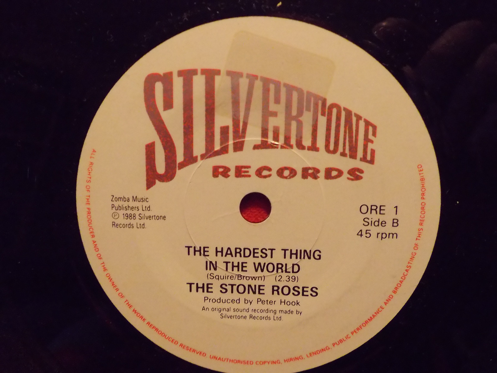 The Stone Roses – Elephant Stone / The Hardest Thing in the World – Silverstone Records, ORE 1 (1988), 7″-Single, Bild 2