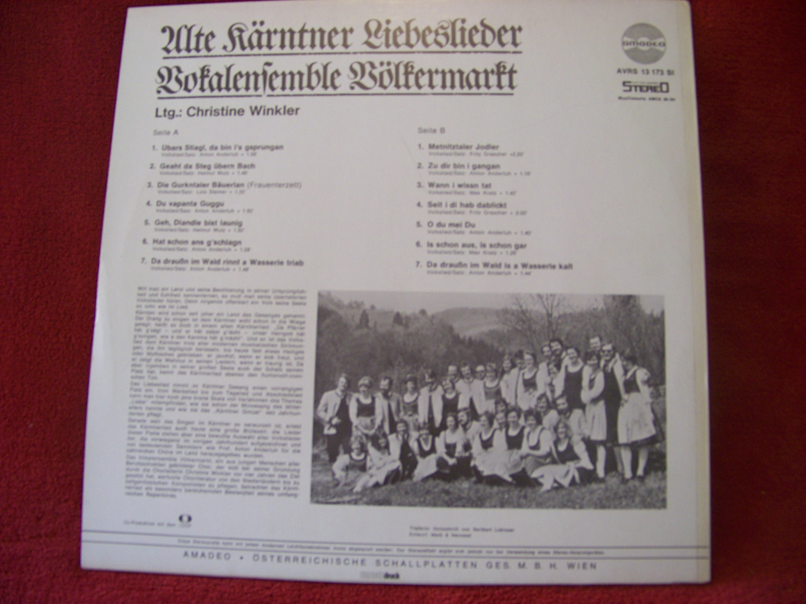 Alte Kärntner Liebeslieder – Vokalensemble Völkermarkt (LP), Bild 2